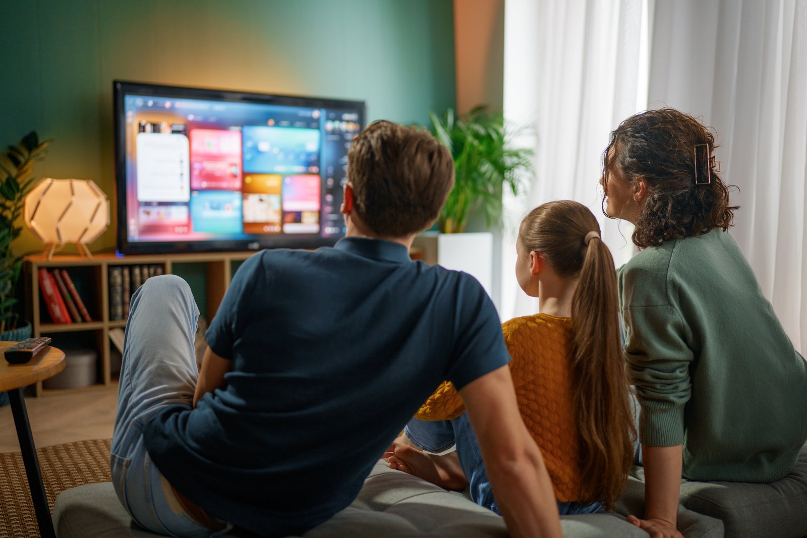 Family watching WatchfulTV on their TV