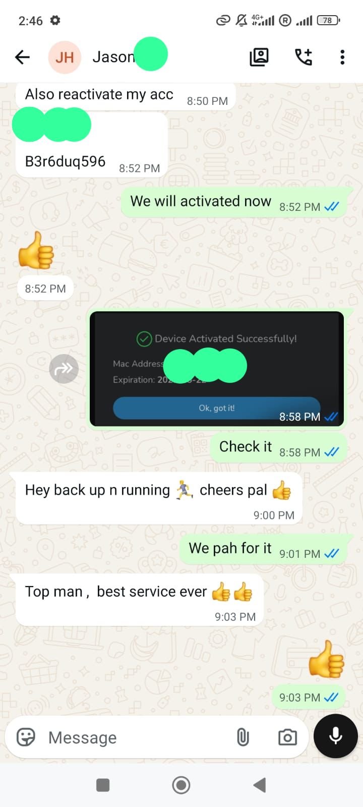 Customer review screenshot