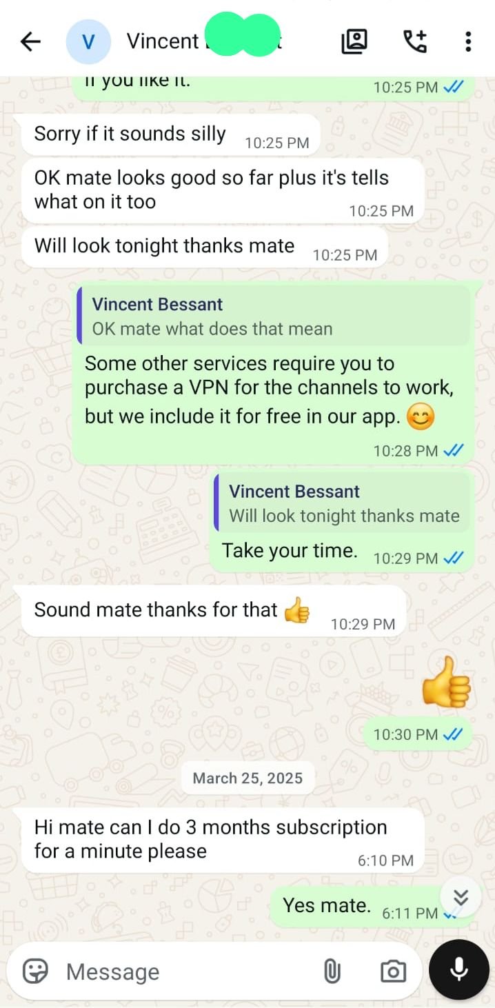 Customer WhatsApp Review
