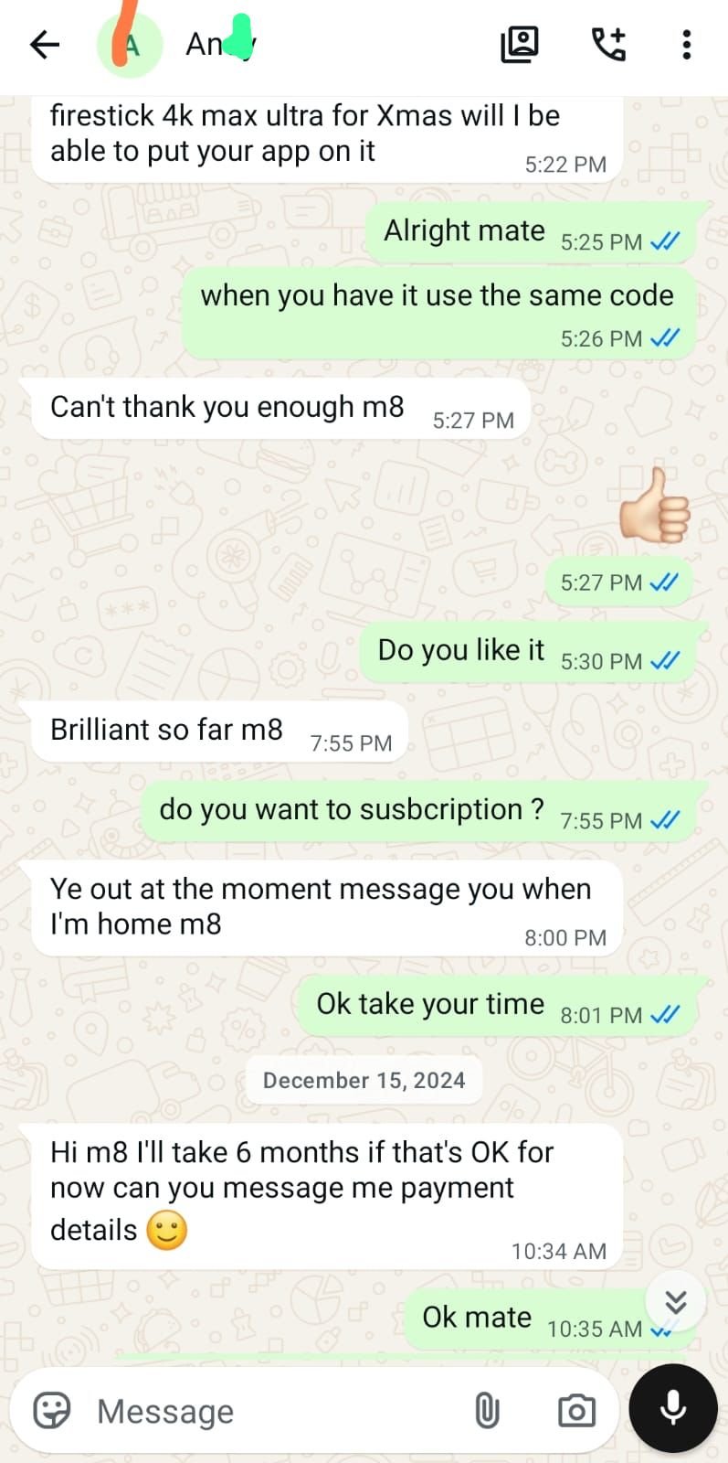 Customer WhatsApp Review